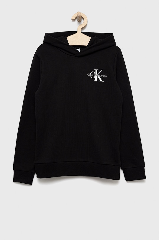 Детская хлопковая кофта Calvin Klein Jeans с капюшоном чёрный IU0IU00266.9BYY
