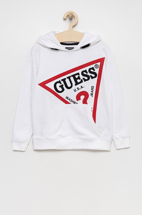 Guess bluza bawełniana dziecięca z kapturem biały N2YQ09.KAD70