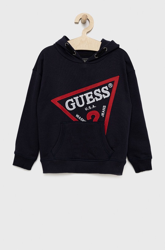 Guess bluza bawełniana dziecięca z kapturem granatowy N2YQ09.KAD70
