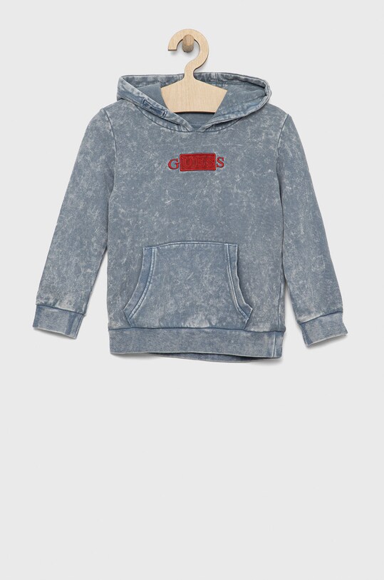 Guess bluza bawełniana dziecięca z kapturem niebieski N2BQ01.KBDA1