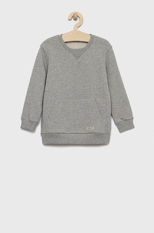 Dětská bavlněná mikina United Colors of Benetton bez kapuce šedá 3QLAG104X.P