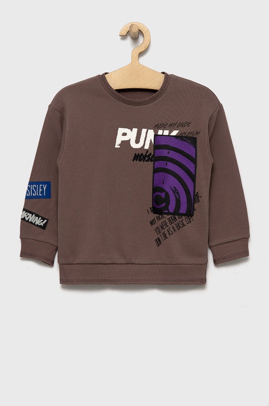 Sisley bluza bawełniana dziecięca nadruk brązowy 3J74X101F.G