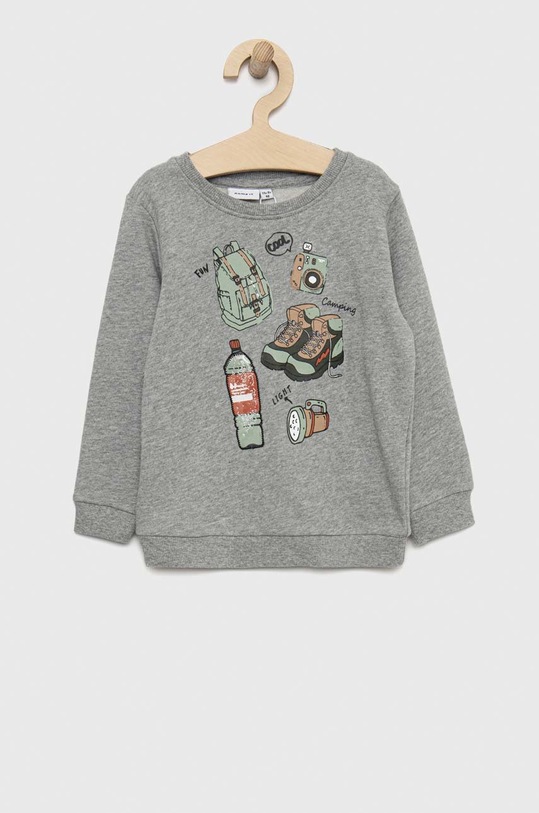 Dětská bavlněná mikina Name it bez kapuce šedá 13206791.GreyMelang