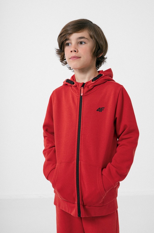 Dětská mikina 4F s kapucí červená HJZ22.JBLM001
