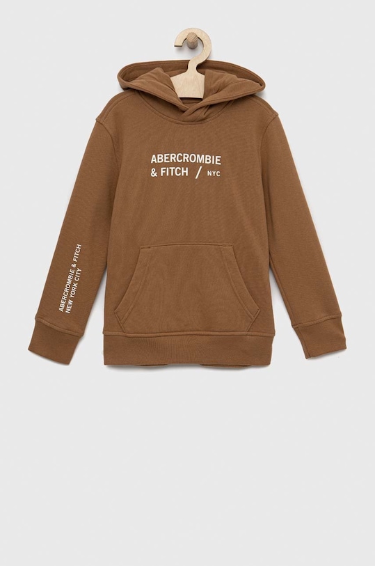 Παιδική μπλούζα Abercrombie & Fitch με κουκούλα καφέ KI222.2802