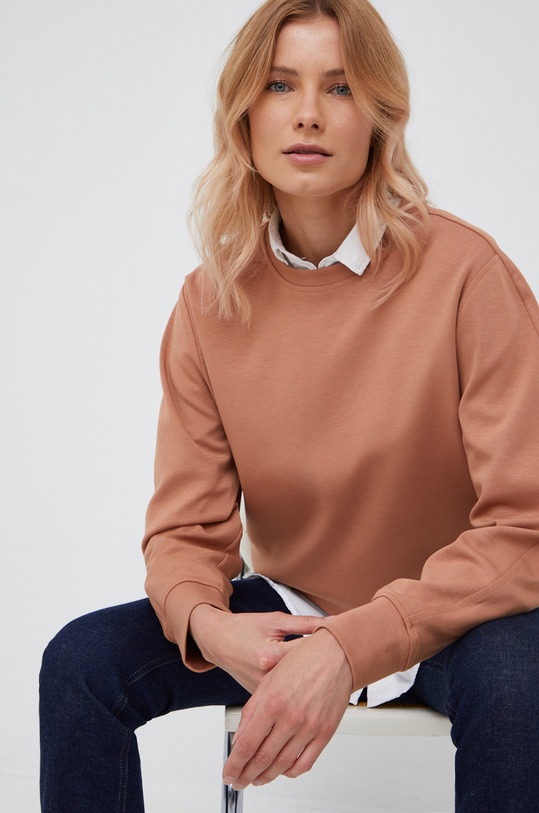 Mikina Tommy Hilfiger bez kapuce hnědá WW0WW34743.9BYY