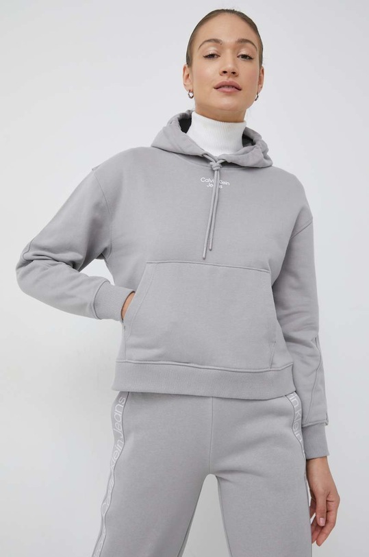 Mikina Calvin Klein Jeans s kapucí šedá J20J218048.9BYY