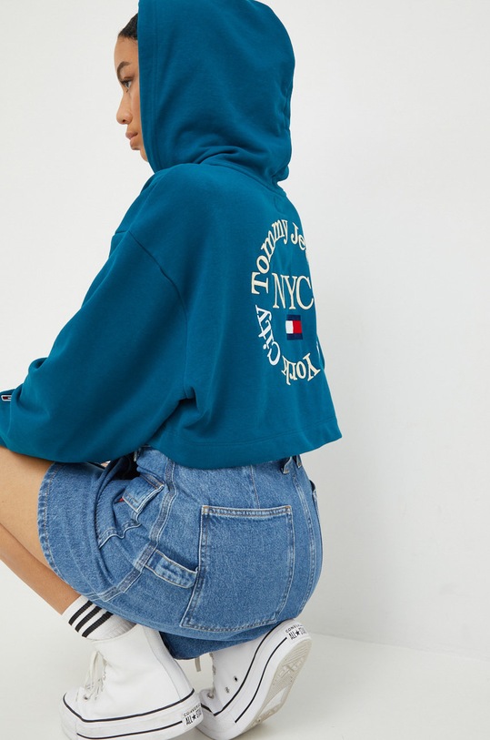 Tommy Jeans bluza imprimeu turcoaz DW0DW13570.9BYY
