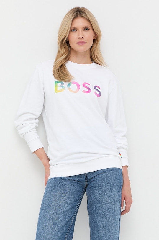 BOSS bluza bawełniana 50477836 nadruk biały 50477836