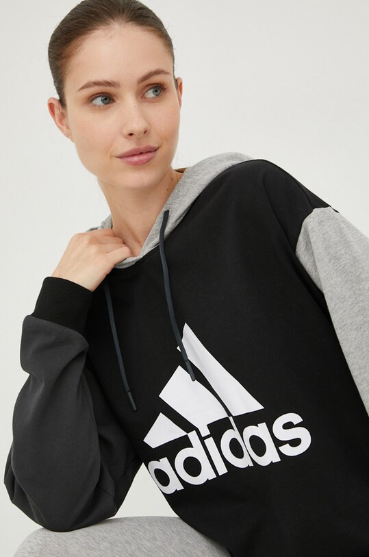 Бавовняна кофта adidas чорний HC8827