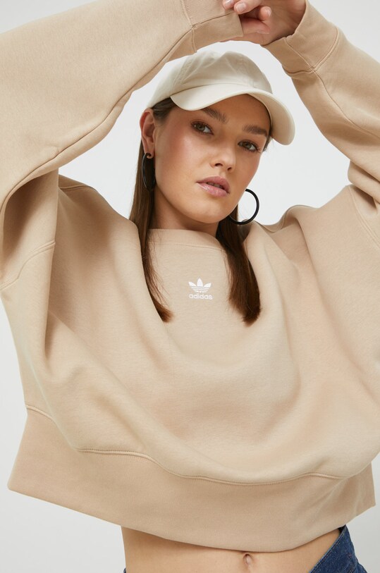 Mikina adidas Originals jednofarebný béžová HJ7868