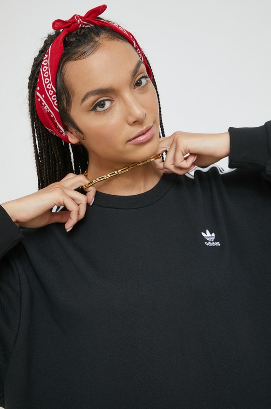 Bombažna obleka adidas Originals črna HM4688