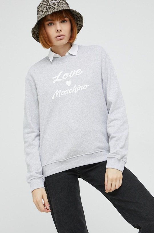 Love Moschino hanorac de bumbac W.6.306.52.M.4055 gri AW22