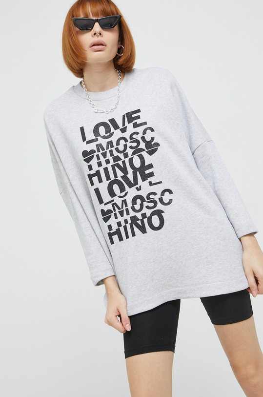 Bavlněná mikina Love Moschino šedá W.6.480.01.M.4055
