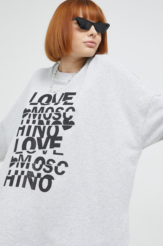 Bavlněná mikina Love Moschino W.6.480.01.M.4055 šedá