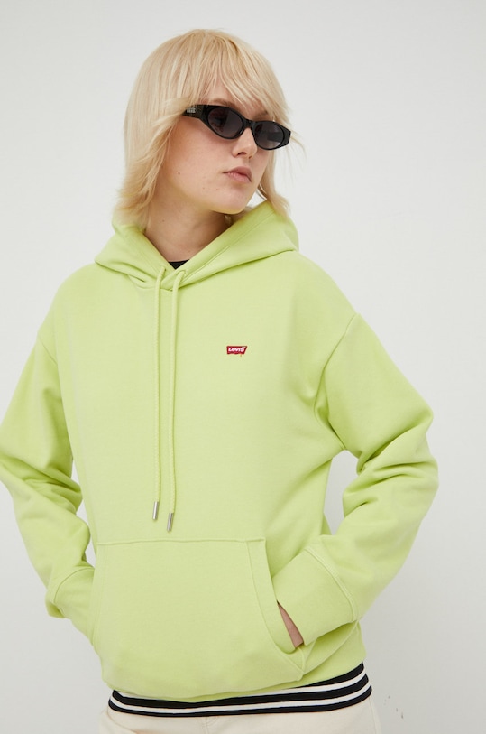 Bombažna mikica Levi's S kapuco zelena 24693.0034