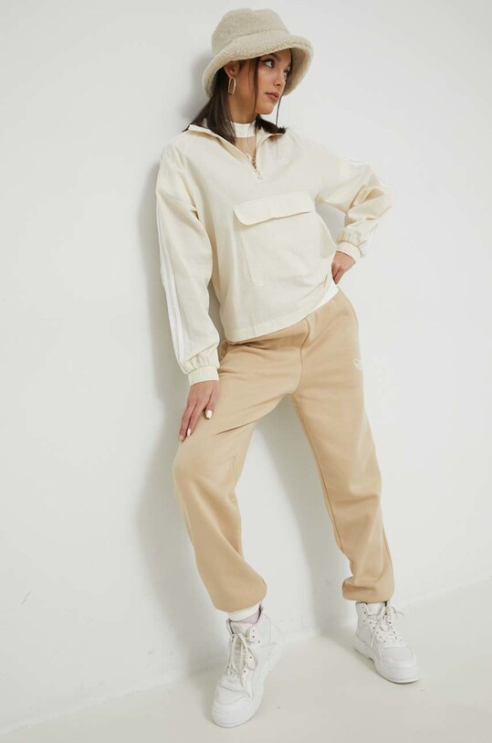 Хлопковая кофта adidas Originals HL9311 бежевый AW22