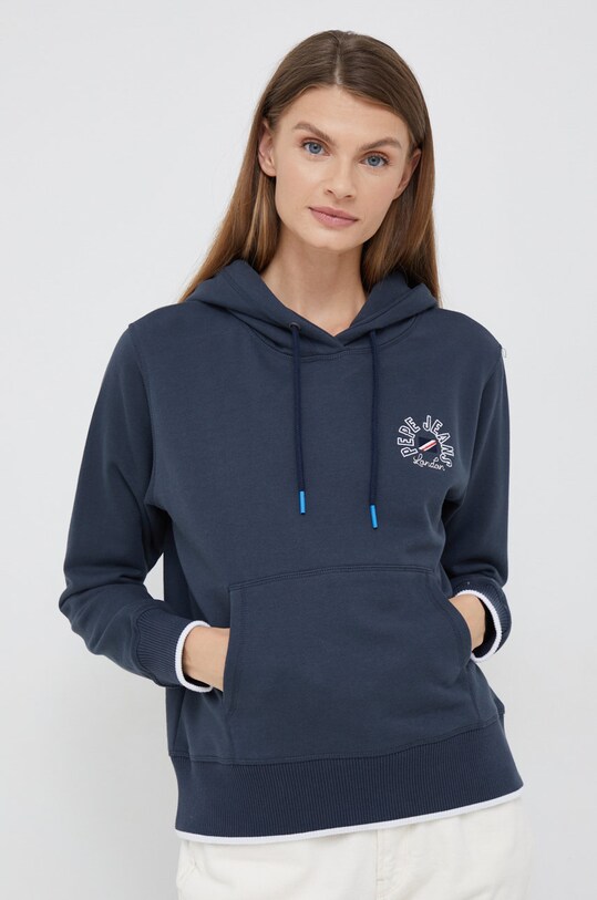 Pepe Jeans bluza bawełniana z kapturem granatowy PL581246.594
