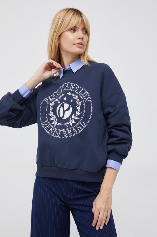 Mikina Pepe Jeans bez kapucne tmavomodrá PL581252.594