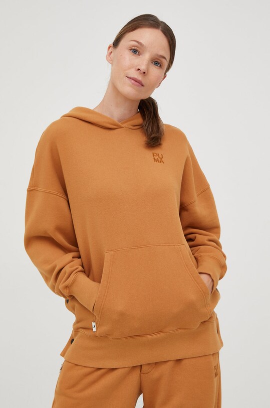 Bavlněná mikina Puma hnědá 535643