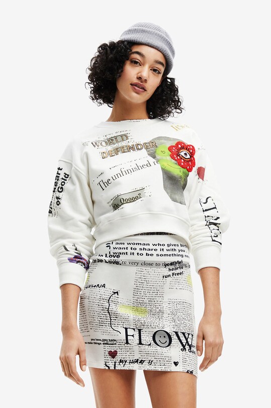 Desigual bluza bawełniana nadruk biały 22WWSK54