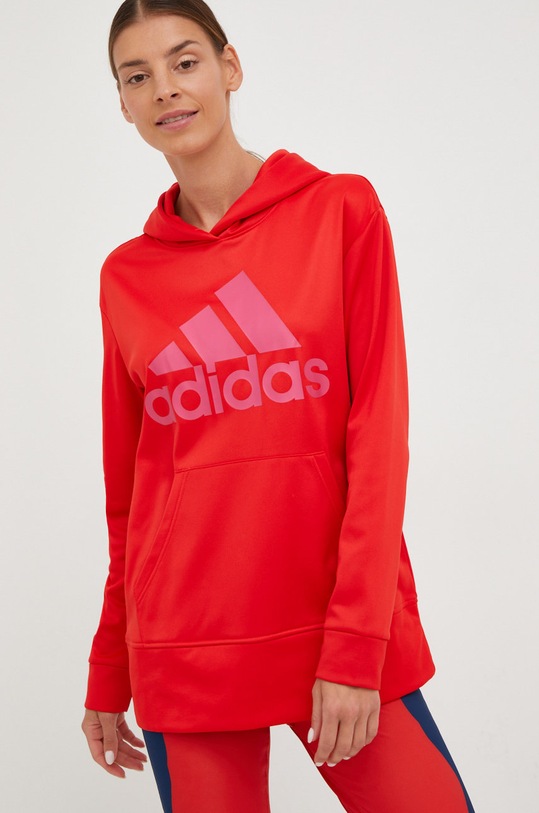 adidas Performance bluza treningowa z kapturem czerwony HI4959