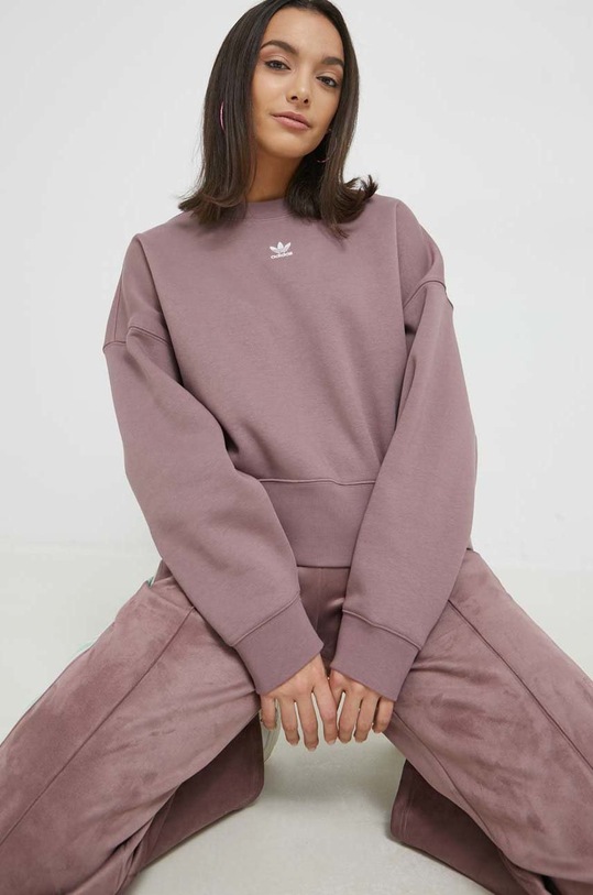Суичър adidas Originals без качулка розов HJ7866
