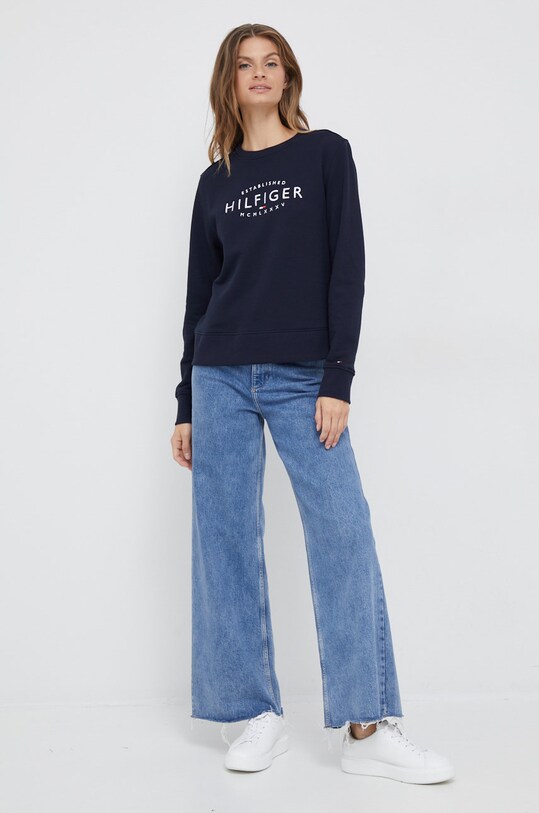 Pamučna dukserica Tommy Hilfiger WW0WW35978.9BYY mornarsko plava AW22
