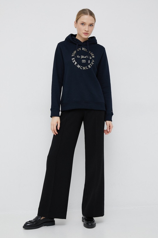 Bavlněná mikina Tommy Hilfiger WW0WW36572.9BYY námořnická modř AW22