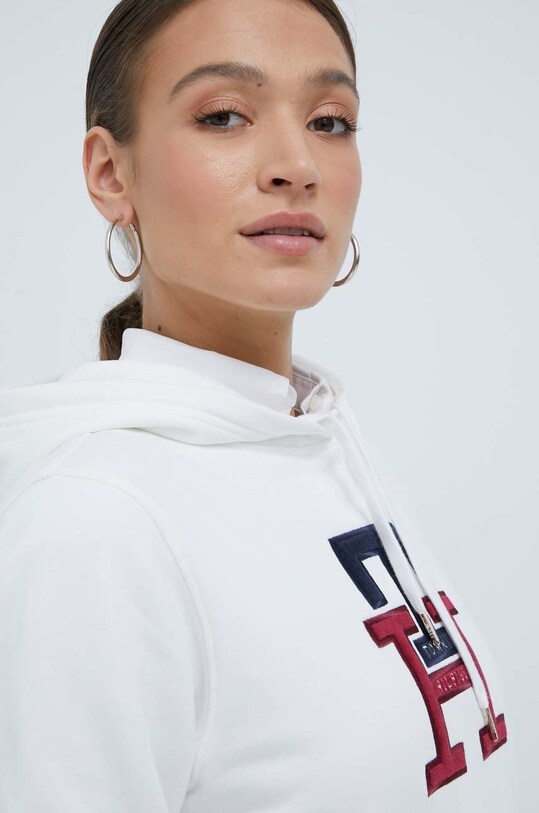 Βαμβακερή μπλούζα Tommy Hilfiger λευκό WW0WW37441.9BYY