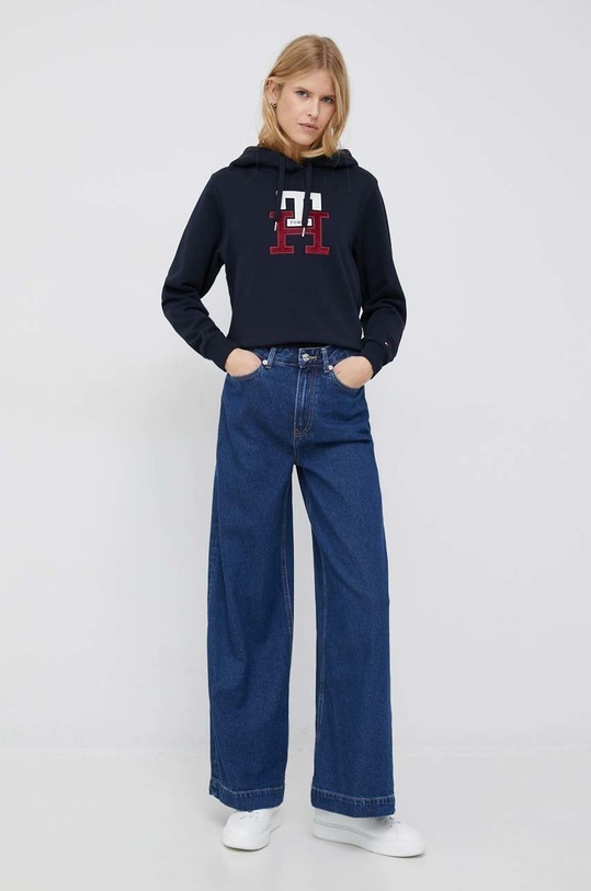 Bavlněná mikina Tommy Hilfiger WW0WW37441.9BYY námořnická modř AW22