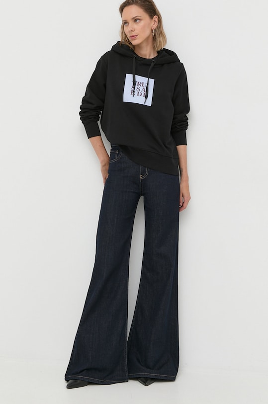 Бавовняна кофта Trussardi з капюшоном чорний 56F00212.1T005813