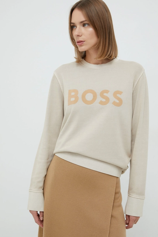 BOSS bluza bawełniana nadruk beżowy 50477682