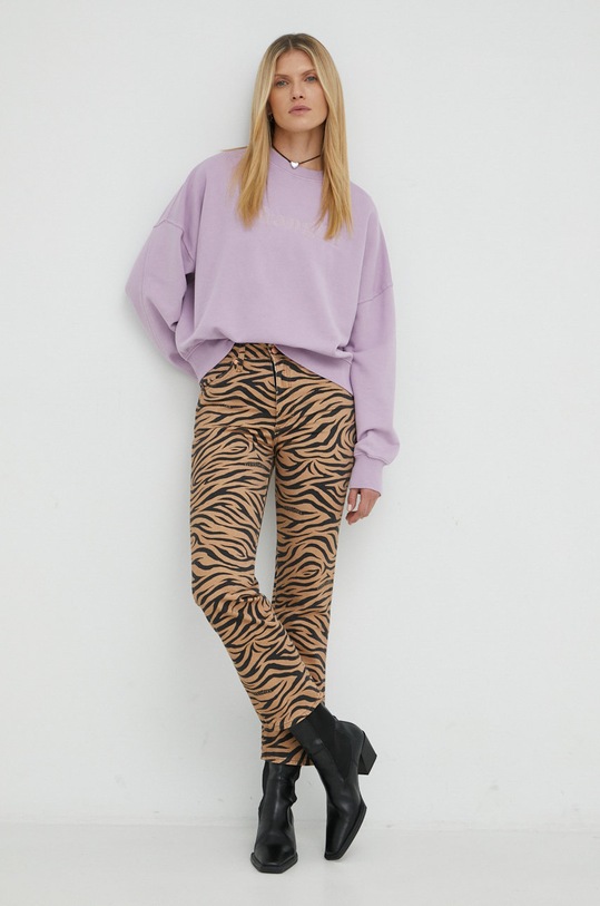 Bavlněná mikina Wrangler W6V0FAM13 fialová AW22