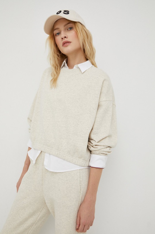 American Vintage bluza bawełniana bez kaptura beżowy PIE03A