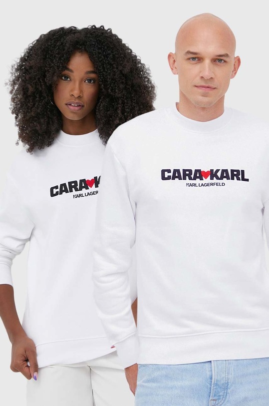 Mikina Karl Lagerfeld Karl Lagerfeld x Cara Delevingne bez kapuce bílá 226W1860