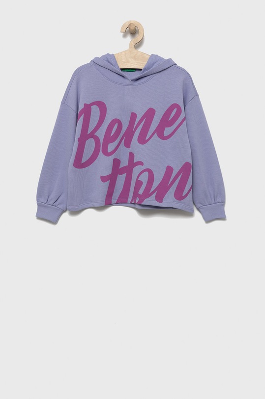 United Colors of Benetton bluza bawełniana dziecięca z kapturem fioletowy 3J68C200U.G
