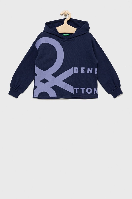 United Colors of Benetton bluza bawełniana dziecięca z kapturem granatowy 3J68C200U.G