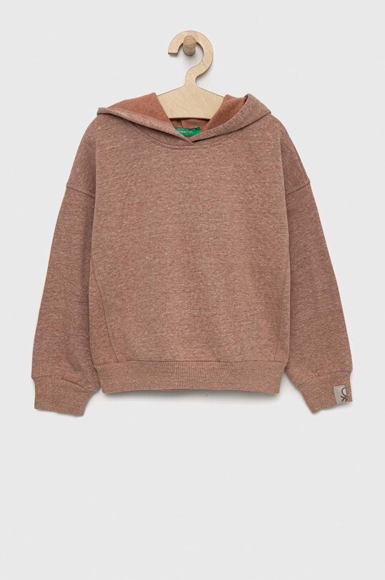 United Colors of Benetton bluza dziecięca z kapturem brązowy 30HFC201R.G