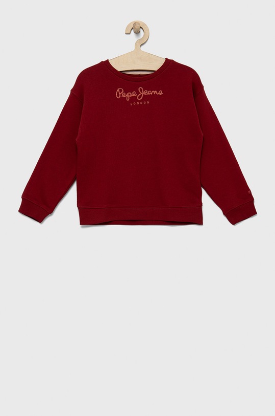 Pepe Jeans hanorac de bumbac pentru copii print burgundia PG581137.286