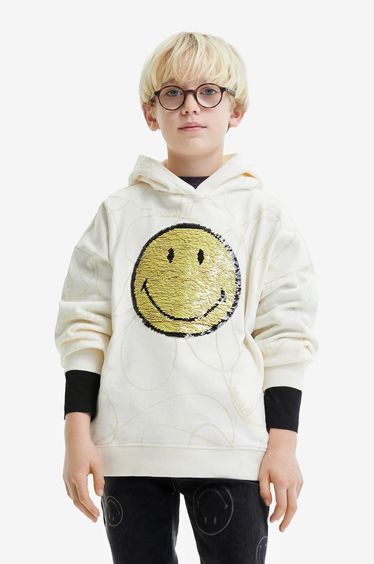 Dětská bavlněná mikina Desigual s kapucí bílá 22WGSK15