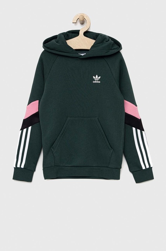 Detská mikina adidas Originals s kapucňou zelená HL6881