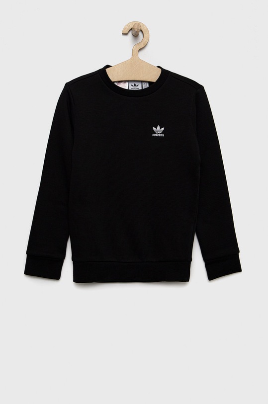 Dječja pamučna dukserica adidas Originals bez uzorka crna HS8870