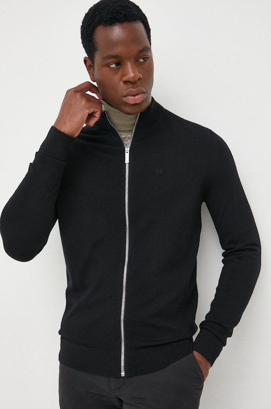 Vlnený kardigán Calvin Klein vlna čierna K10K109479.9BYY