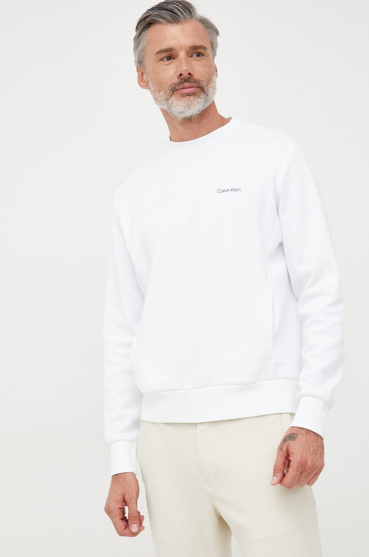 Mikina Calvin Klein bez kapuce bílá K10K109926.9BYY