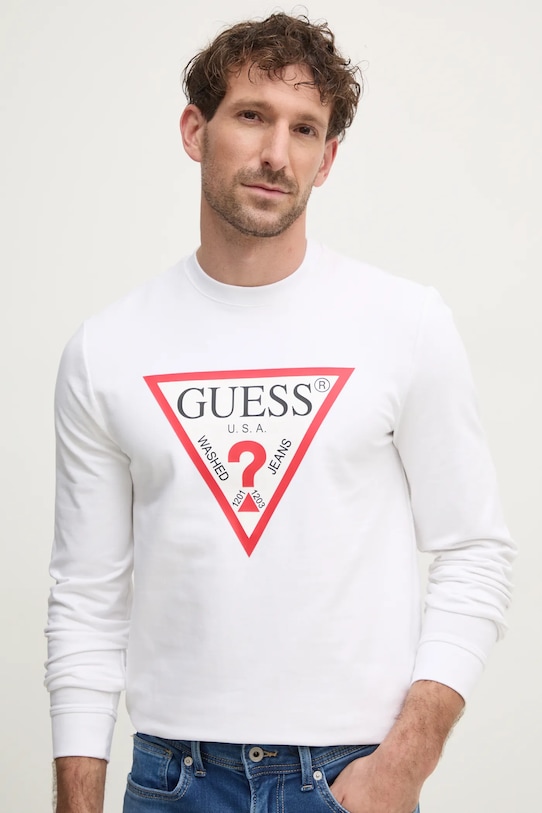 Суичър Guess еластичен бял M2YQ37.K6ZS1