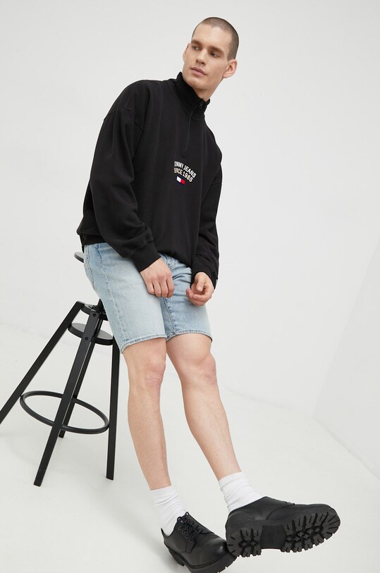 Tommy Jeans bluza bawełniana DM0DM14340.9BYY aplikacja czarny DM0DM14340.9BYY