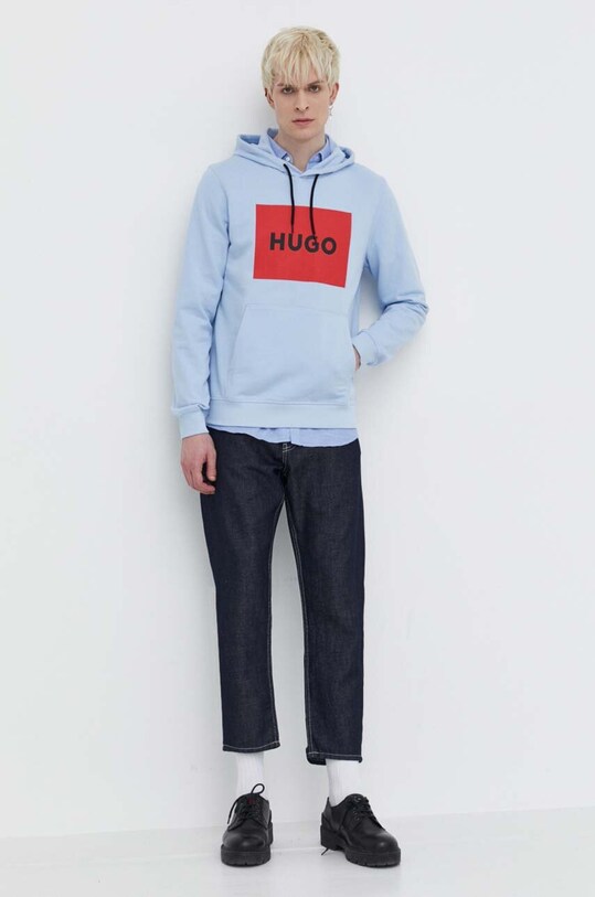 HUGO bluza bawełniana 50473168 niebieski SS24