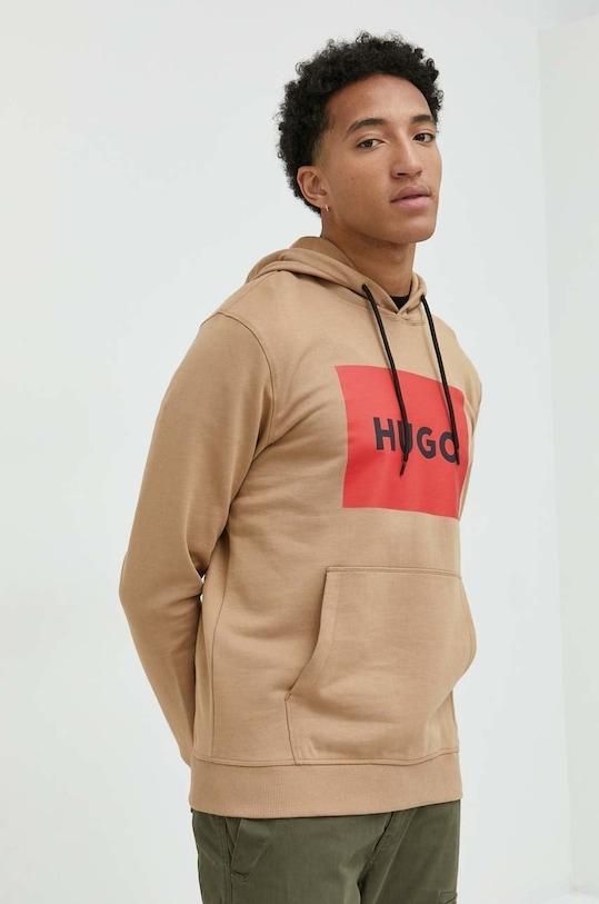 Bavlněná mikina HUGO béžová 50473168