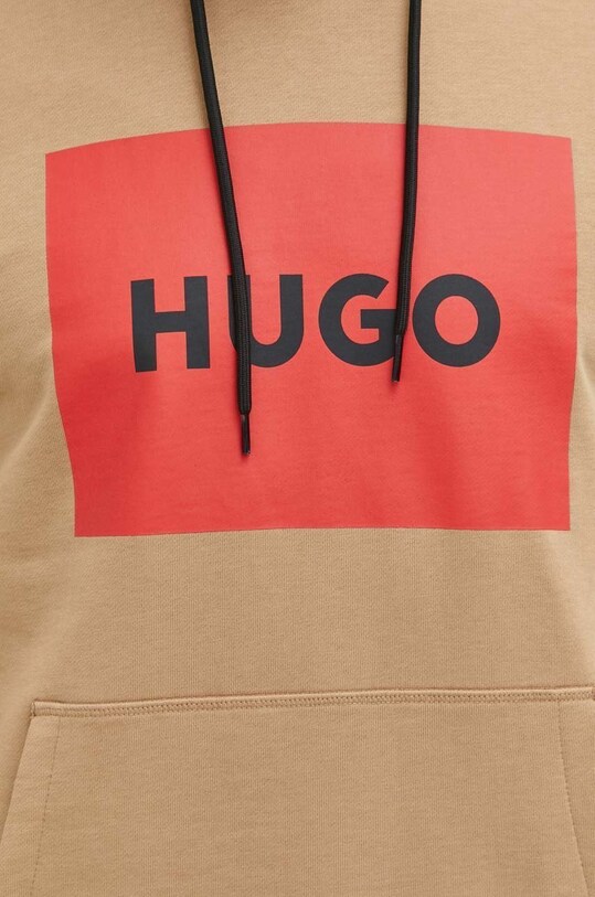 Хлопковая кофта HUGO 50473168 бежевый